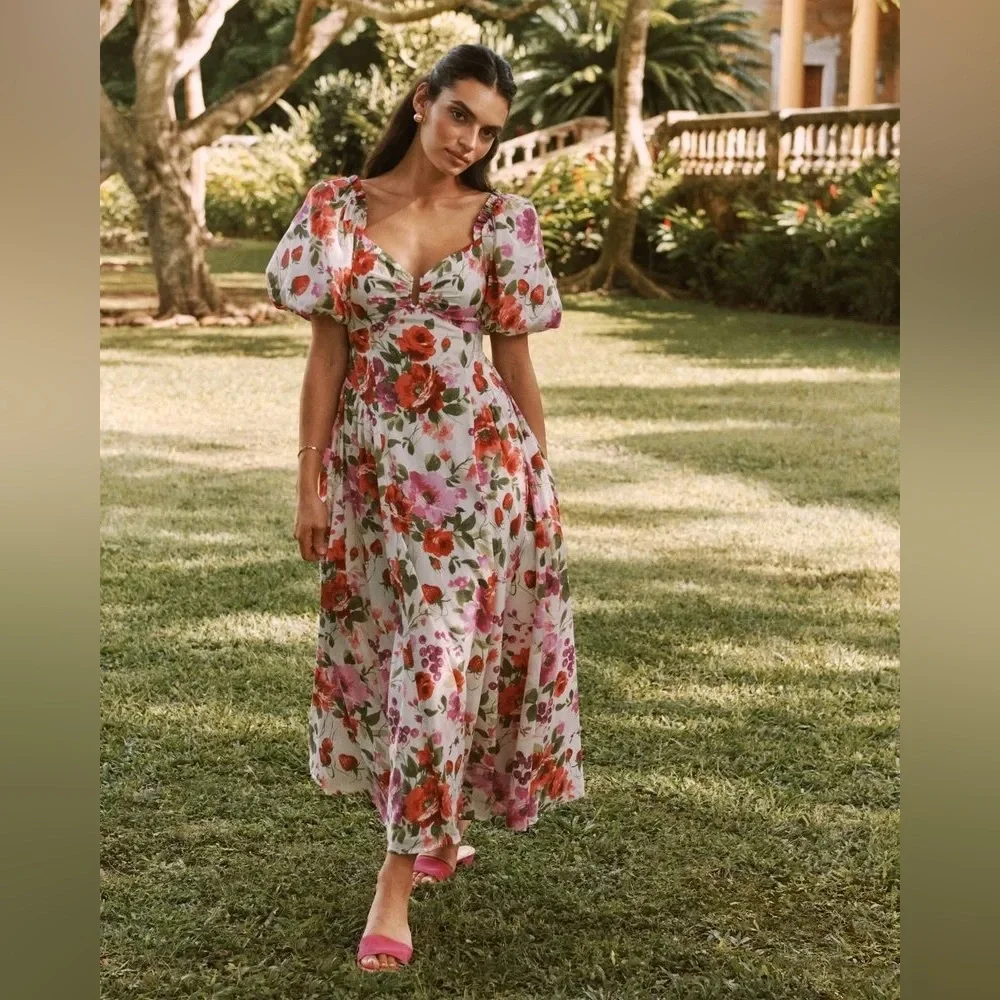 Abercrombie & Fitch Hardware Drama Puff Sleeve Maxi Dress size Small